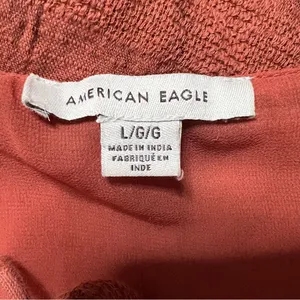 American Eagle AE Puff Sleeve Babydoll Mini Dress Large Women’s Burnt Orange thumbnail 4