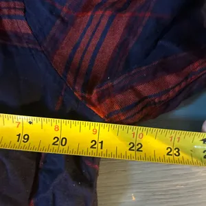 Mossimo Supply Co. Navy and Orange Plaid Shirt | Large thumbnail 5
