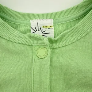OFFLINE‎ by Aerie Cropped Sweatshirt Snap Pullover Top Thumb Hole Medium Lime thumbnail 4