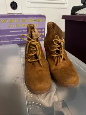 White Mountain Women's Tan Suede Wedge Booties - Lace-Up Comfort size 6 thumbnail 3