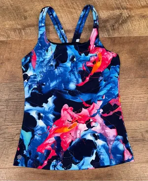 Athleta Blue and Pink Activewear Women's Bra Top thumbnail 1