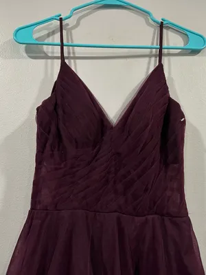 La FEMME 30334 Corset Sheer Bodice Tulle A-Line Gown In Dark Berry 4 FLAW thumbnail 4