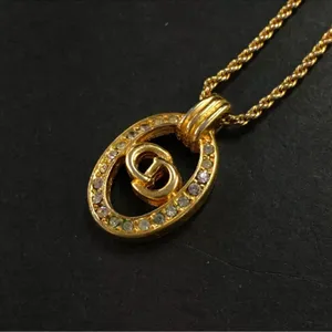 Vintage Dior CD logo crystal rhinestones necklace thumbnail 2