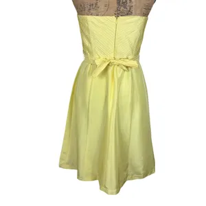 Vintage Donna Ricco Strapless Cocktail Dress‎ 100% Silk Butter Yellow 6P Petite thumbnail 4