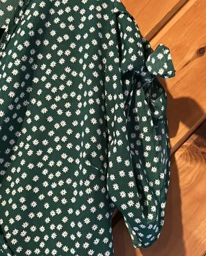 Green white dot Bohemia ruffle wrap maxi dress thumbnail 7