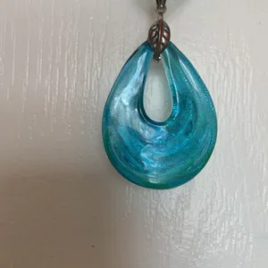 Source Unknown Blue Green Glass Pendant with Blue Green Beads thumbnail 5