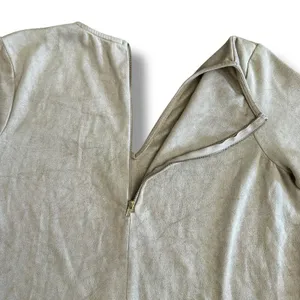 Oliveaceous Faux Suede Shift Dress M Taupe Beige V-Neck Short Sleeve‎ thumbnail 6