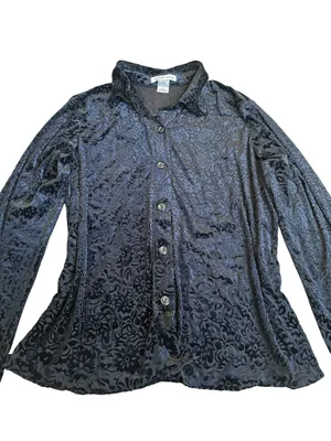 Notations Black Velvet Burnout Blouse Whimsigoth Fairy Grunge Dark Romantic thumbnail 3