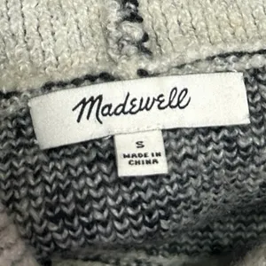 Madewell Women's Gray Rib Knit Long Sleeve Plaid Check Turtleneck Sweater Top S thumbnail 3