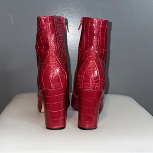 Catherine Malandrino Red Croc Embossed Ankle Boots | Size 6.5 thumbnail 5