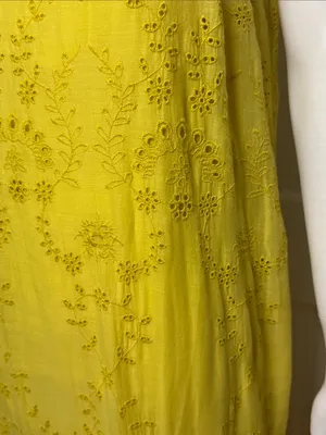 Payal Jain BOHO Yellow Eyelet Floral Lace by Anthropologie Maxi Dress Dz 2 thumbnail 8