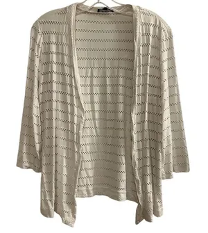 Premise Women's Ivory Open Knit Cardigan Sweater Size M‎ Lightweight thumbnail 1