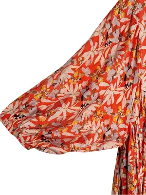 Entro Orange Gray Floral Shift Dress Size L thumbnail 7