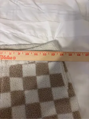 ComfyLuxe Plush Checkerboard Lounge Pants Soft Cozy M/L Beige Cream thumbnail 4