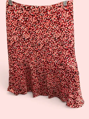 Cute Talbots silky spotted lined flare skirt pink red confetti fun thumbnail 1