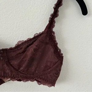 Aerie Dark Red Brown Sheer Lace Bra thumbnail 3