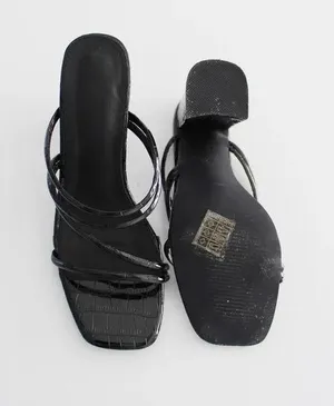 Croc Embossed Faux Leather Strappy Mules Size 37 thumbnail 7