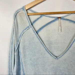Free People Light Blue Pacific Thermal Long Sleeve S‎ thumbnail 6