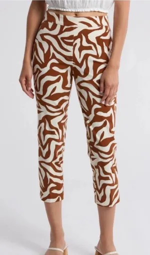 Spanx On the Go‎ Polished Ankle Pockets Pants XS Clay Zebra Stripe Excellent thumbnail 1