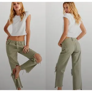We The Free Maggie Mid Rise Olive Green Denim Jeans Womens Size 26 thumbnail 2