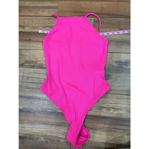 Forever 21 Neon Pink Ribbed High Neck Bodysuit | Size Small thumbnail 3