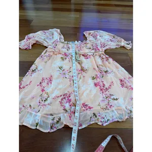 NWOT Free People Mini Dress Womens Peach Floral Ruffle Puff Sleeve S thumbnail 7