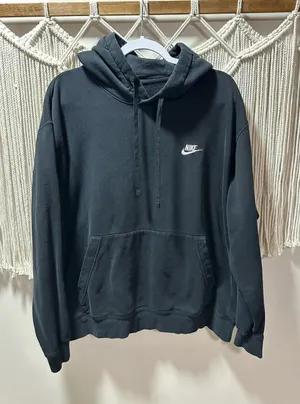 Nike Women's Black Pullover Hoodie with White Swoosh thumbnail 1