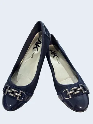 Anne Klein AK Sport Navy Ballet Flats Chain Accent Women’s Size 10M thumbnail 5