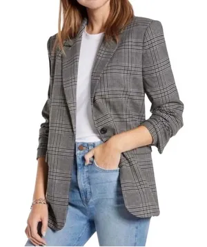 Something Navy Menswear Jacket Grey Steel Kate Plaid Oversized Blazer S thumbnail 1