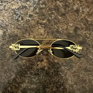 Gold Frame Oval Sunglasses with Black Lenses thumbnail 2