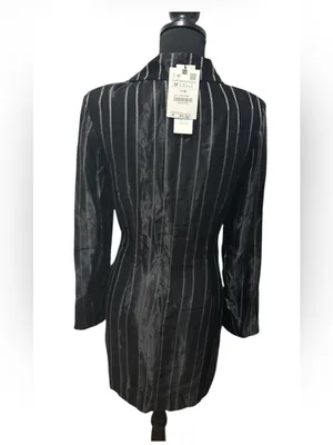 Zara Pinstripe Satin Effect Wrap Blazer Mini Dress New With Tags Medium thumbnail 5