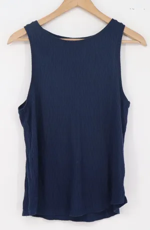 Stars Above Tank Top Womens M Ribbed Navy Blue Sleeveless Scoop Neck Excellent thumbnail 1