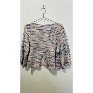 MADEWELL Blue White V- Neck Long Sleeve Cotton Sweater size Extra Large thumbnail 7