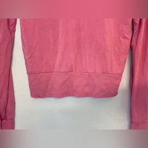 Guess Y2K Vintage Pink Zip Up Hoodie with Rhinestones Silky Pockets Size S‎ thumbnail 8
