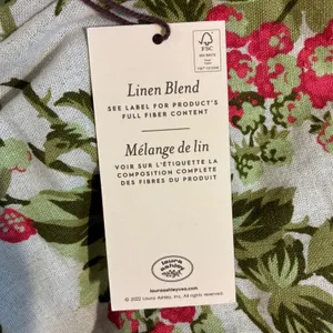 Laura Ashley Linen Blend‎ Floral Shift Dress Scalloped Hem Pink Green M thumbnail 5
