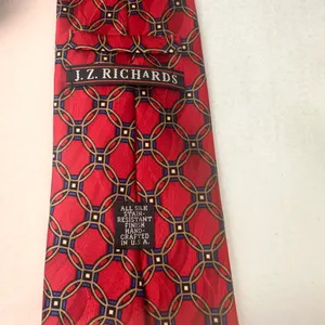 J Z Richards Silk Vintage Tie Men's Geometric Red Necktie Adjustable Curvets thumbnail 8