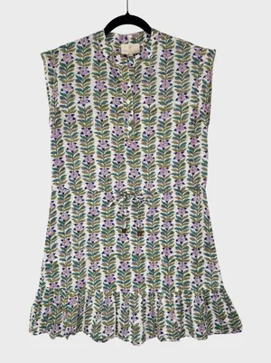 Perry Walker Womens Dress Green Floral Mini Cap Sleeve A Line Boho 1 US Small thumbnail 1