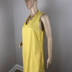 Briggs Yellow Linen Blend Pocket Dress Sz‎ M V-Neck Sleeveless Casual Above Knee thumbnail 14