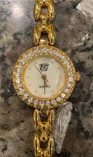 Elizabeth Taylor White Diamond Gold Crystal Accent Women's Quartz Bracelet Watch thumbnail 1