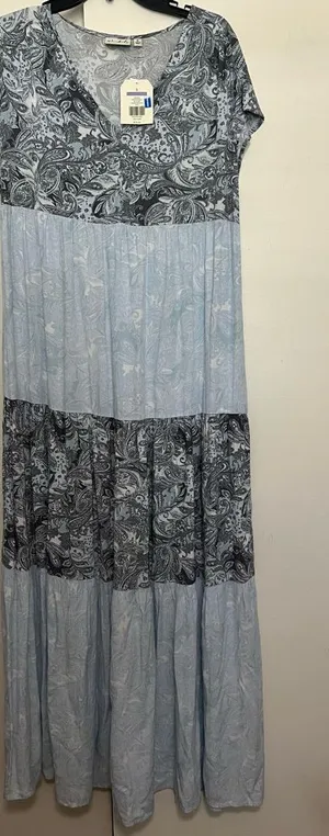 Wonderly Tiered Blue Paisley Maxi Dress Small‎ boho thumbnail 1