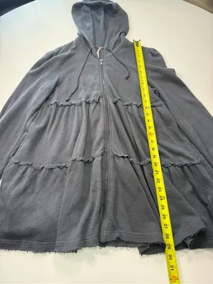 Free People Heathered Tiered Trapeze Zip Jacket with Hoodie thumbnail 3