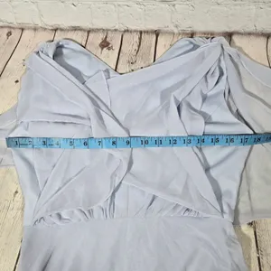 After Six Style 1565 Silver Dove Chiffon Flutter Sleeve‎ V Neck Maxi Dress 6R thumbnail 9