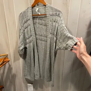 Cute Aeropostale open weave stone cardigan slouchy coverup cotton festival thumbnail 7