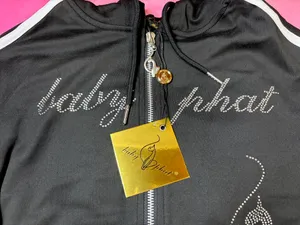NWT Black Baby Phat Rhinestone Hooded Cropped Zipper Sweater thumbnail 4