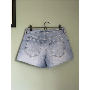 Wild Fable Mid Rise Midi Short Jean Denim Raw Hem Cut Frayed Size 8 R Blue thumbnail 6