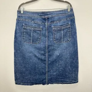 Denim Jean Skirt‎ Retro Y2K Style Button Front Midi Length Liz Claiborne Size 12 thumbnail 3