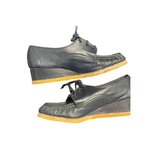 Naturalizer Wedge Oxford Vintage Navy Blue Crepe Sole Leather 8.5B Dark Academia thumbnail 3
