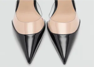 New Mango Black Pointed Slingback Pump with Clear Panel Accent Sz 8,5 thumbnail 3
