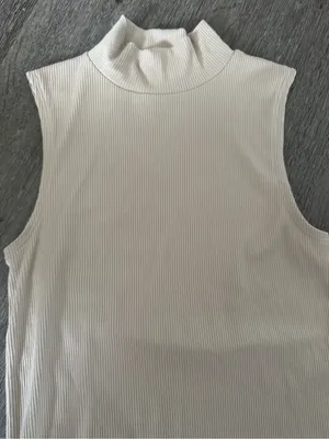 No Boundaries Mock Neck Tank Top Women S Cream Excellent Sleeveless Stretch thumbnail 2