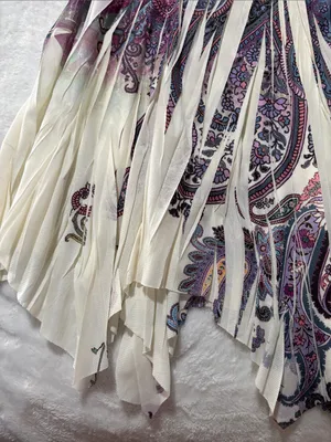 Moa moa medium y2k Asymmetrical Paisley fairy Skirt Purple cream vintage thumbnail 3
